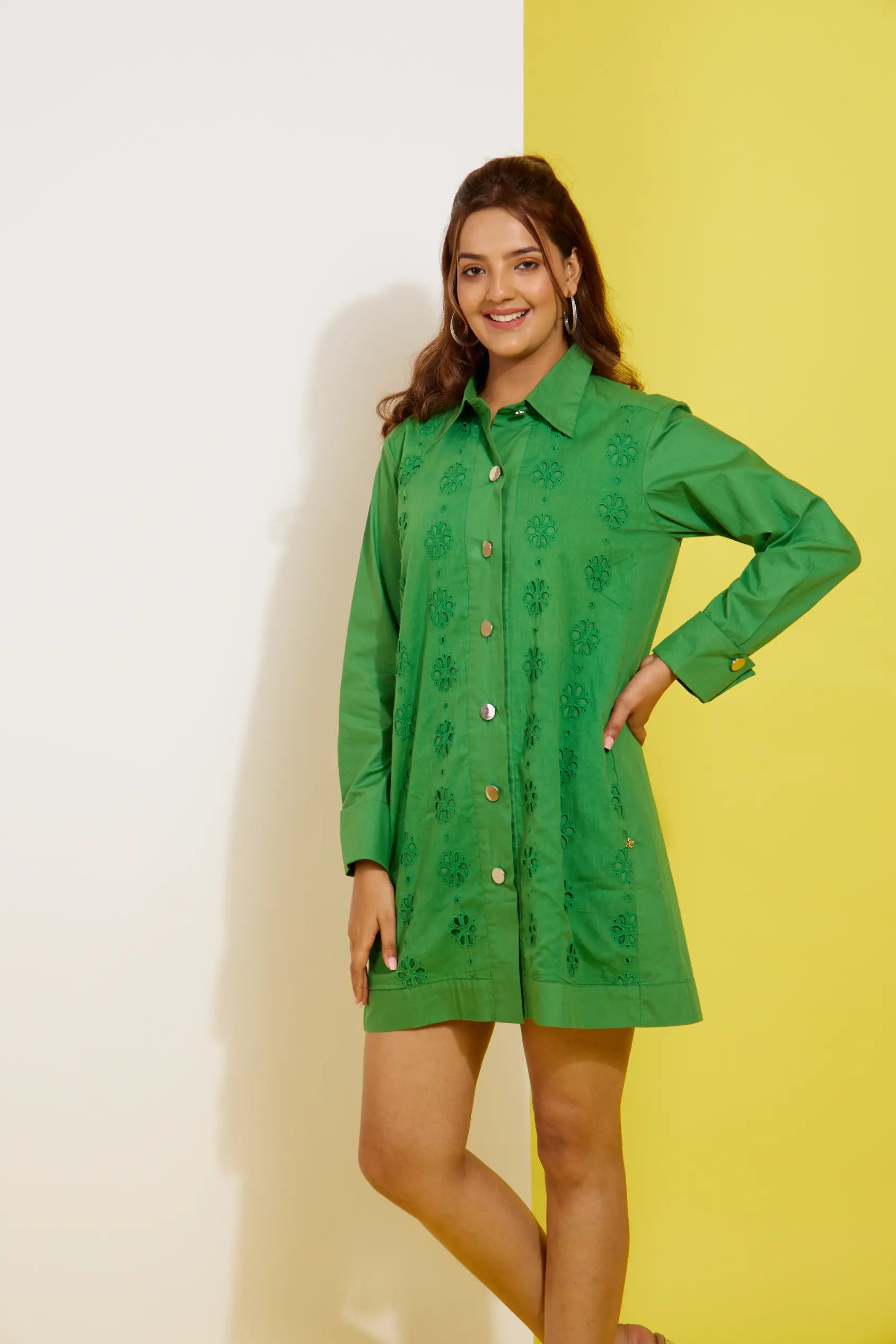MERINGUE green cotton schiffly dress