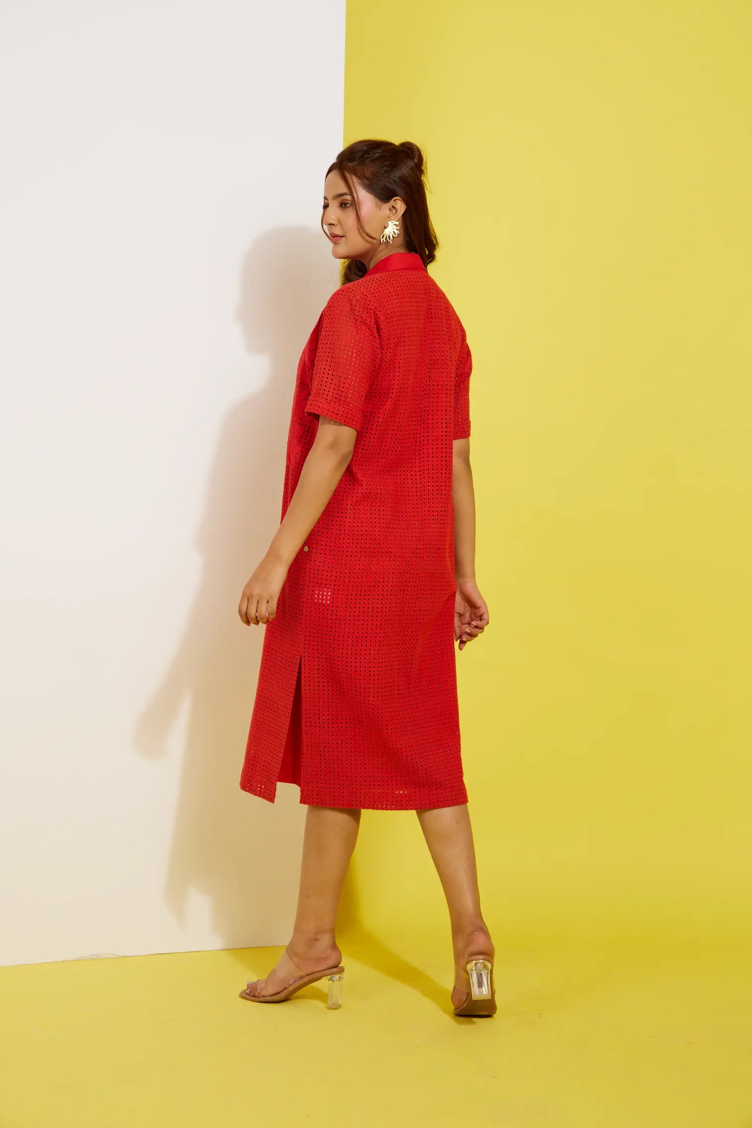 ROZE 2 piece red dress in poplin/schiffly