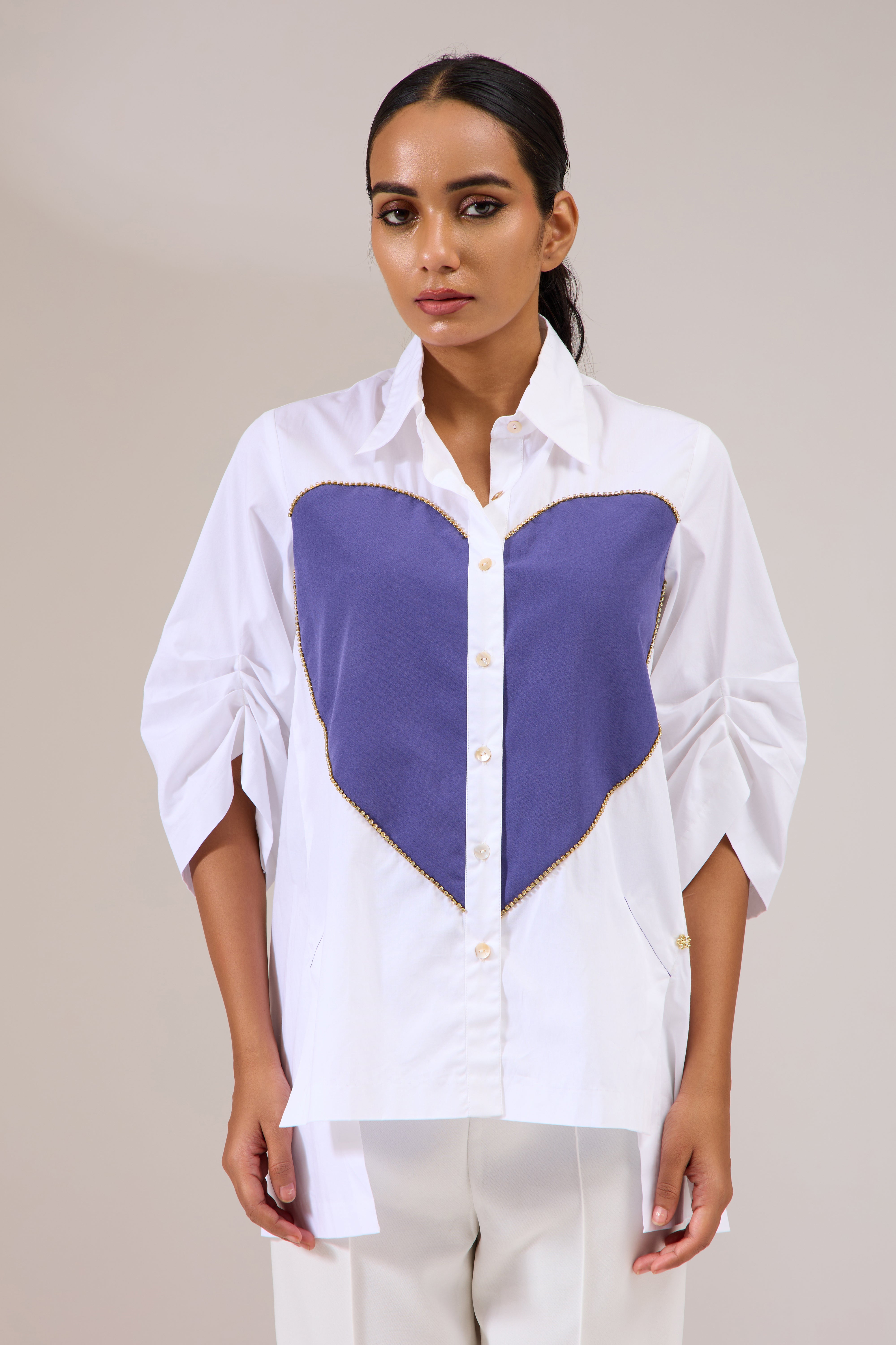 PLUMHEART white poplin shirt