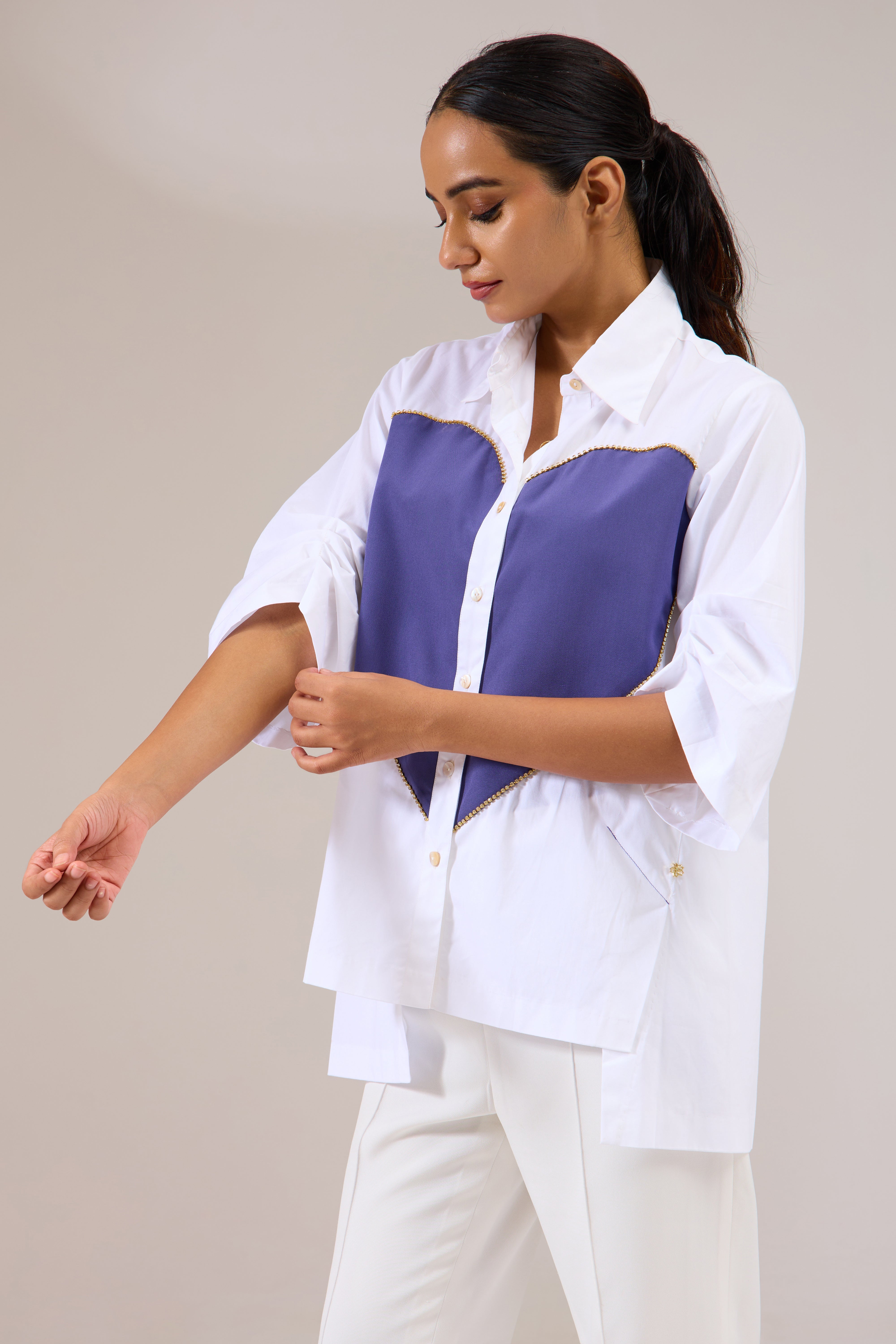 PLUMHEART white poplin shirt