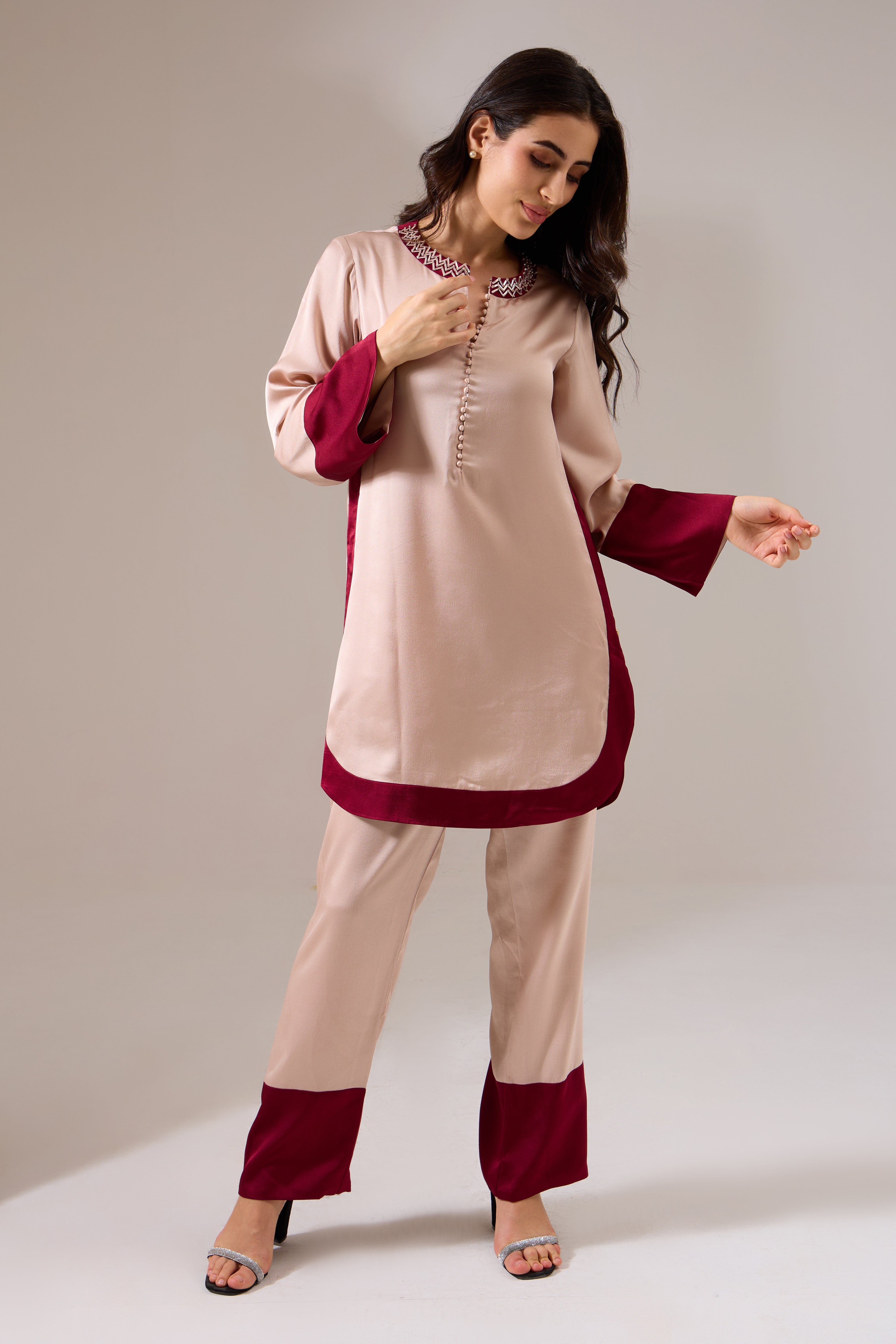 NIA Formal Rose Gold Indo-western Tunic Set