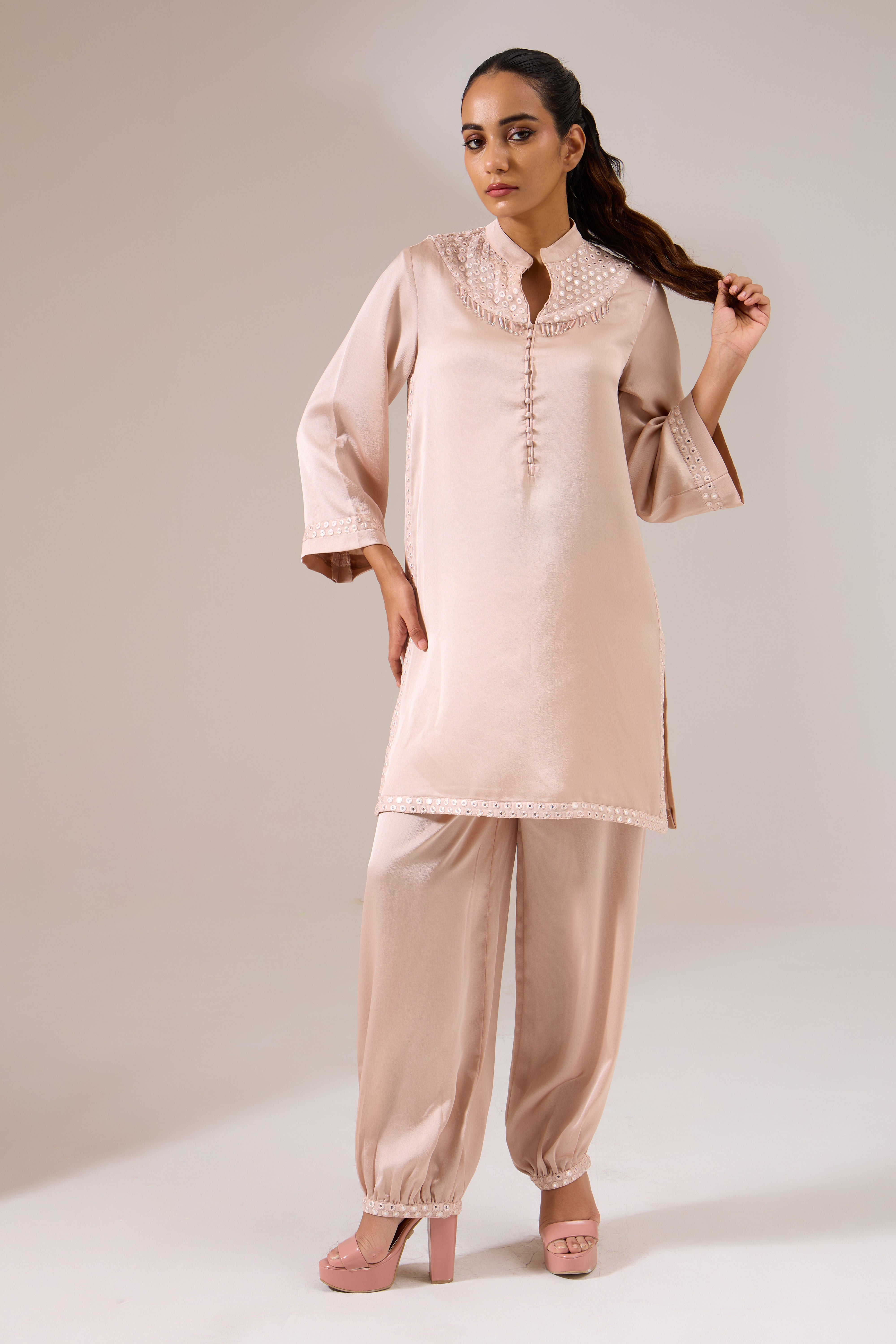 ROSEMIRA Rose Gold Indo-western Tunic Set