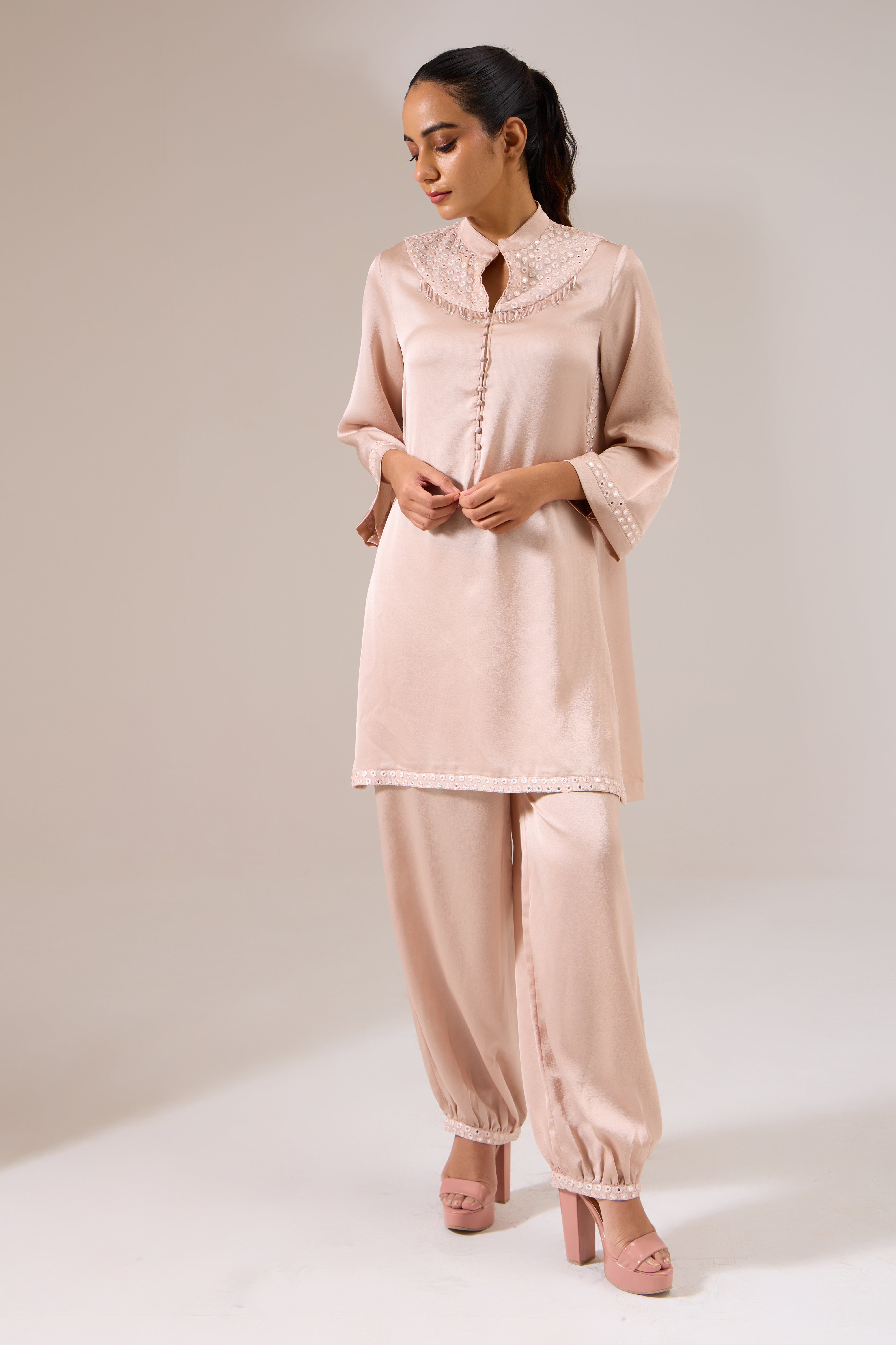 ROSEMIRA Rose Gold Indo-western Tunic Set