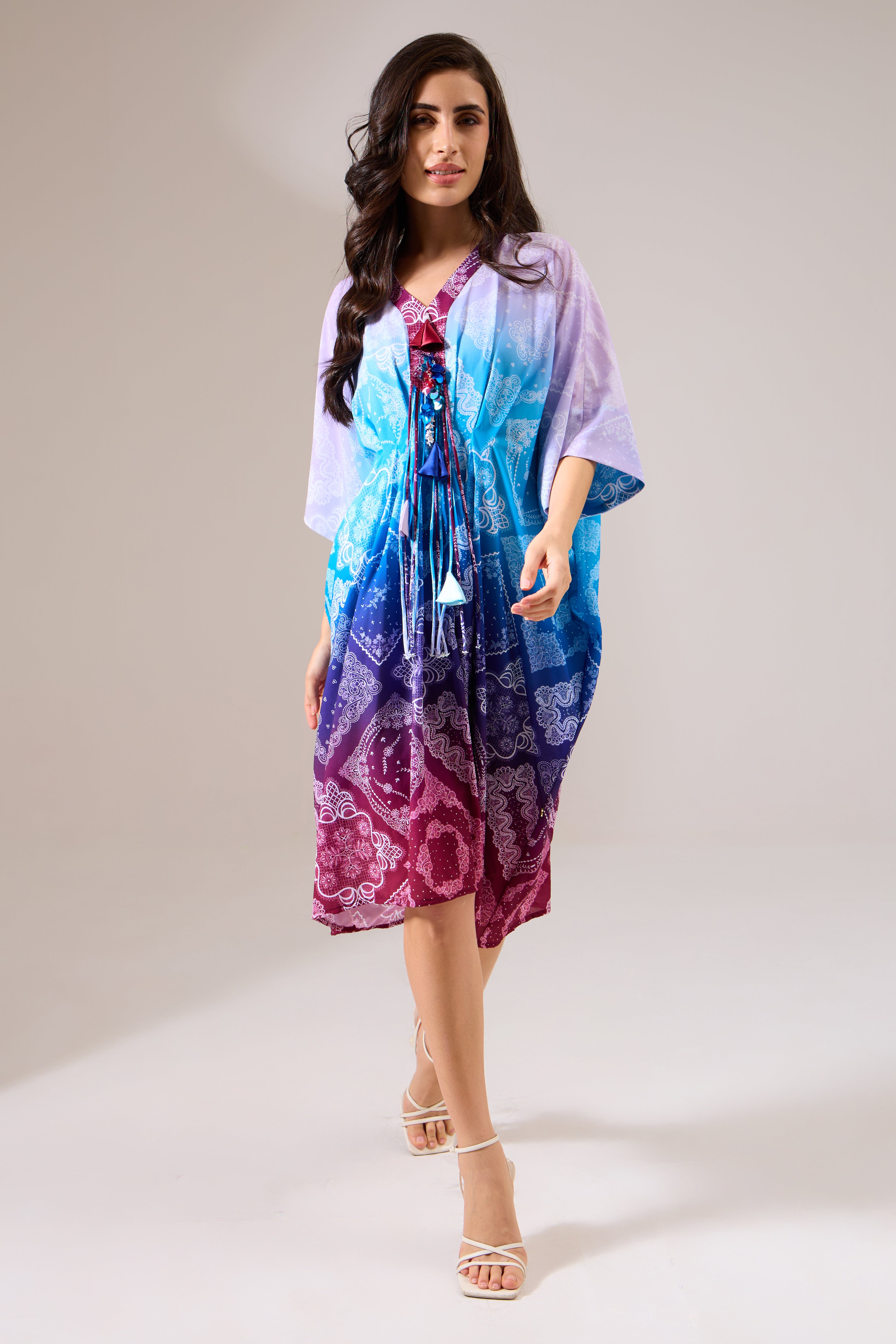 OMBRELLA Kaftan Dress in Blue Ombre print