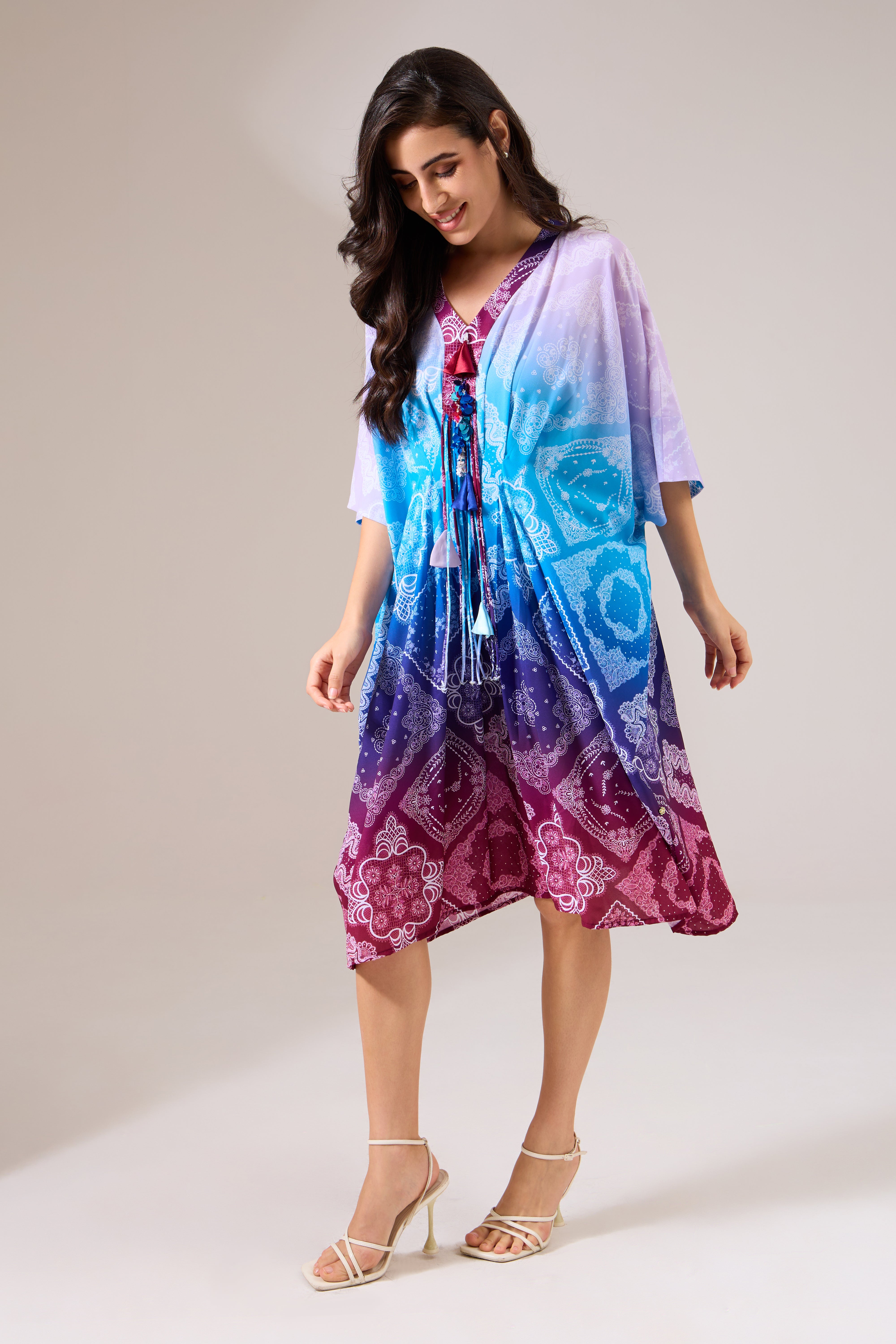 OMBRELLA Kaftan Dress in Blue Ombre print