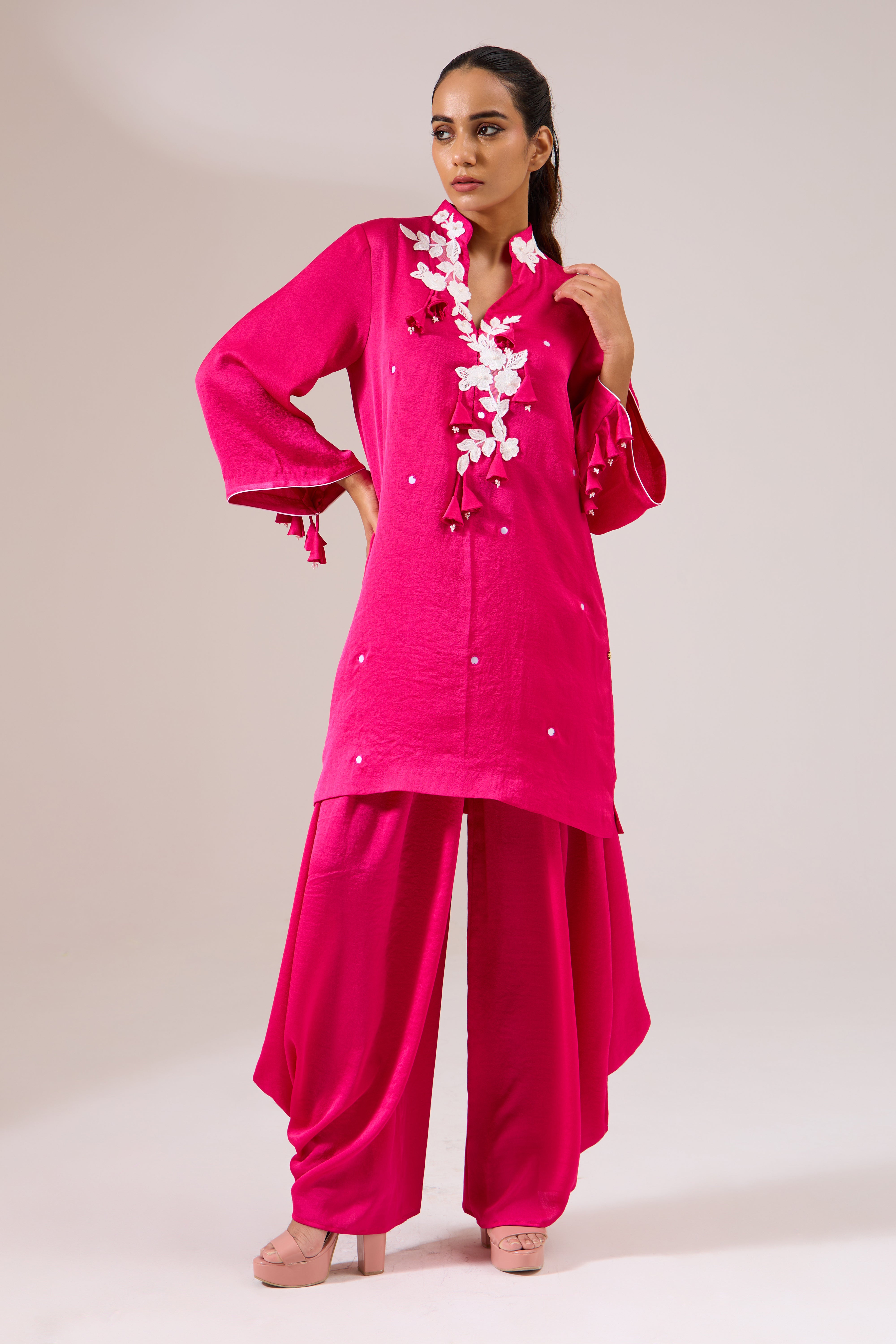 IMIRRA Formal Fuchsia Indo-western Tunic Set