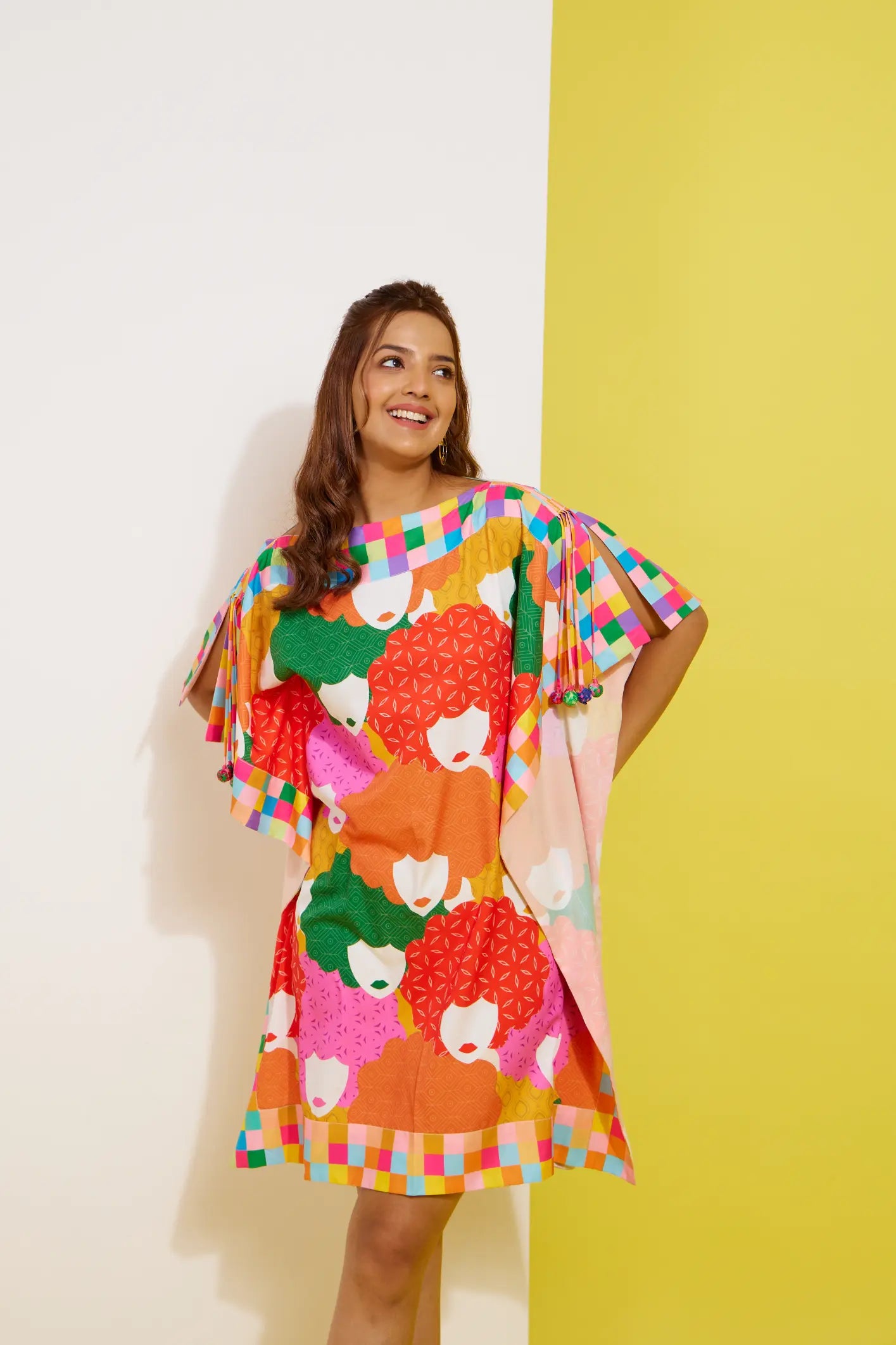 FUNKYFACE printed short kaftan dress