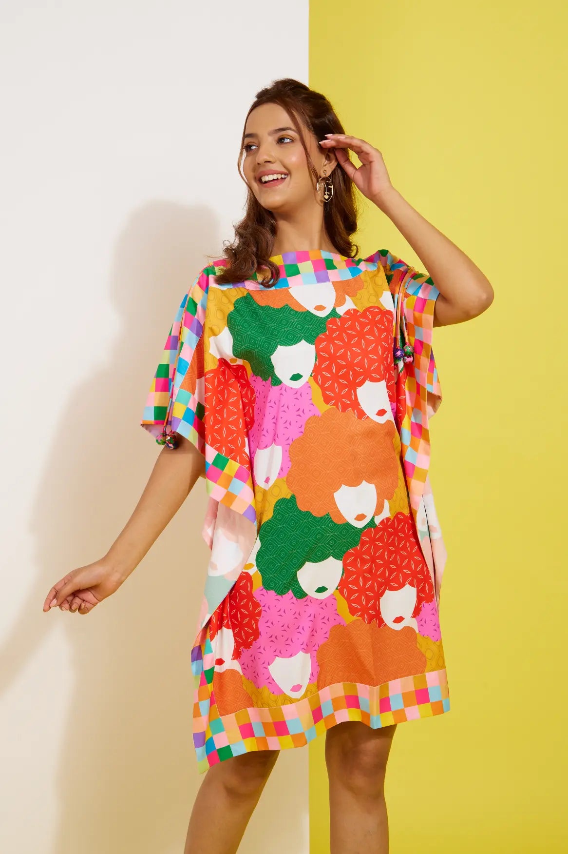 FUNKYFACE printed short kaftan dress